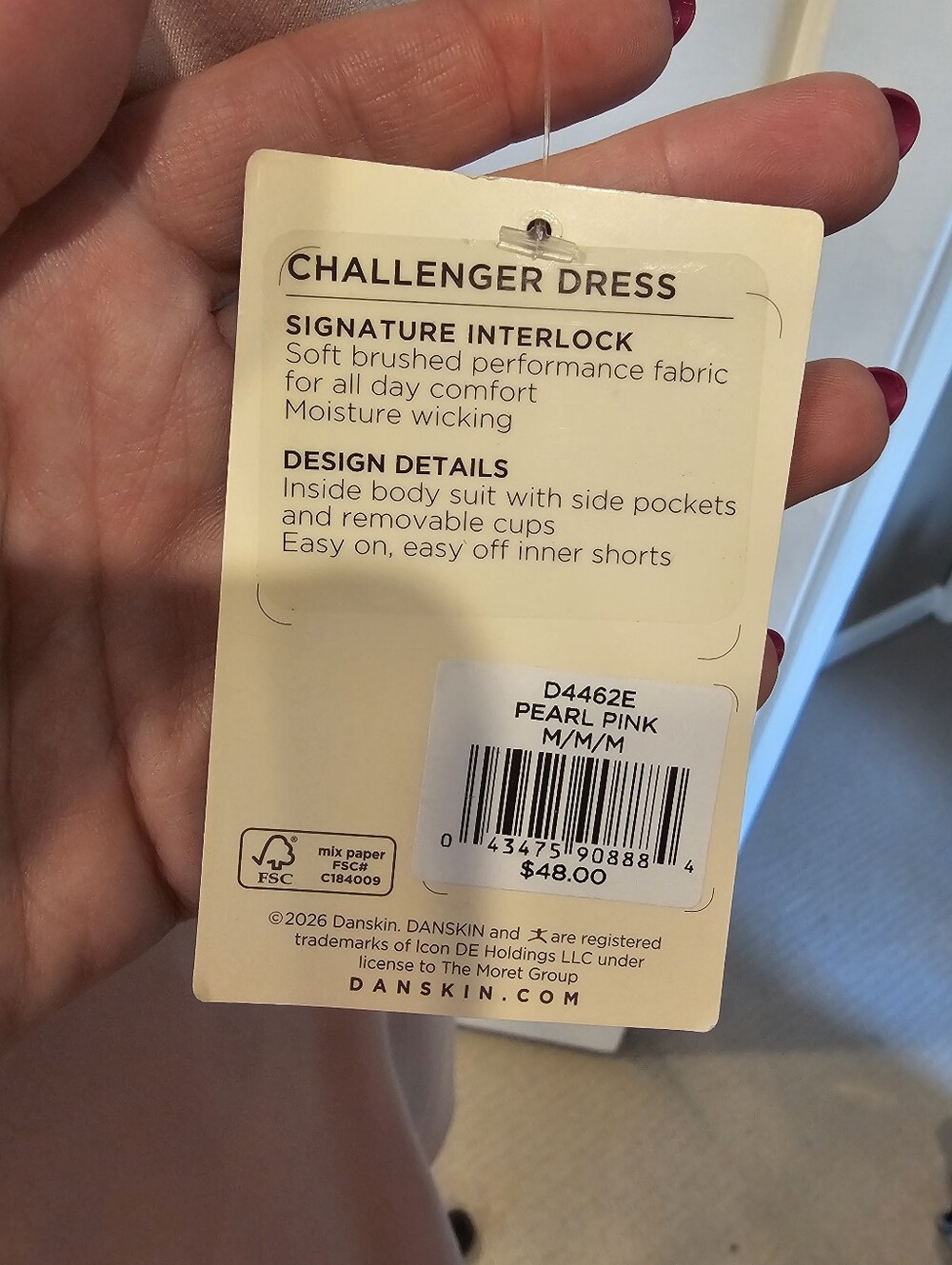 Danskin Light Pink Athletic Dress With Built In Bra And Shorts - Picture 6 of 6